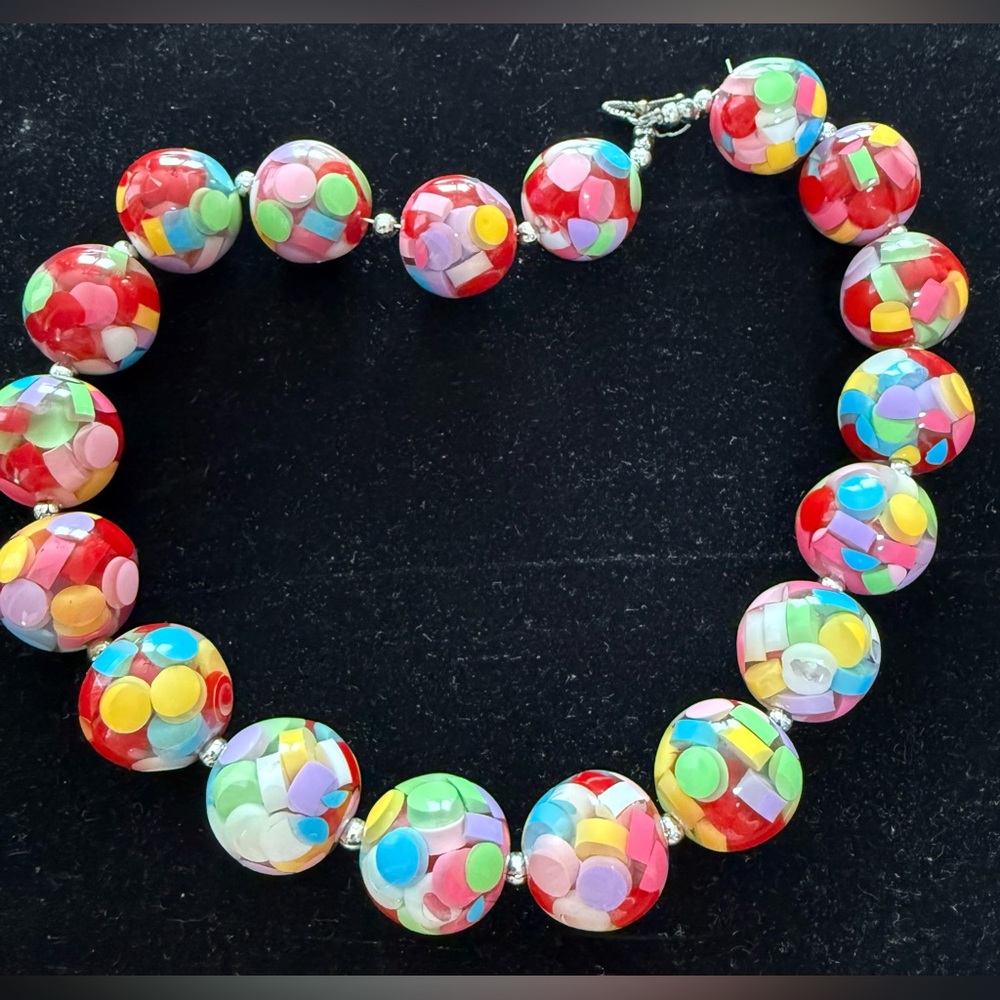 JACKIE BRAZIL Spotted Balls Lucite Confetti Necklace